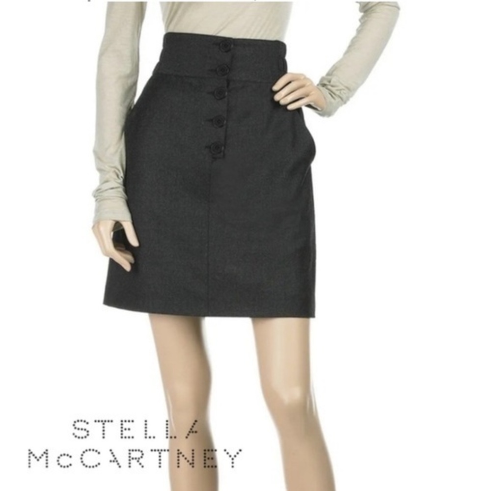 Stella McCartney charcoal gray wool pencil mini skirt, Sz. 44